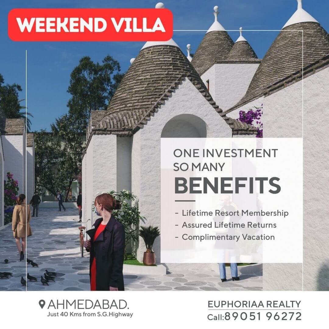 The Cube Club Weekend Villa at Bavla Road, Europian Theme Fully Furnished villa at 32 Lakhs with 8% Return